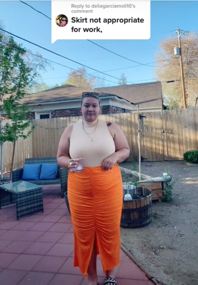 Plus-size influencer defends choice of work attire
