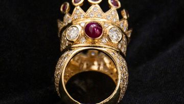 Tupac Shakur&#x27;s self-designed crown ring on display ahead of Tuesday&#x27;s auction in New York.