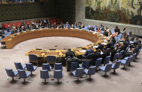 The United Nations Security Council held a meeting on the situation with North Korea at United Nations headquarters in New York. (AAP)