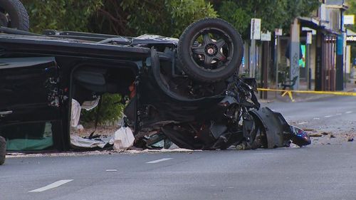 A﻿ car has flipped onto its roof in a serious crash early this morning in Adelaide. 