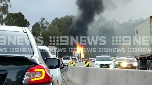 A truck has burst into flames on the M5.