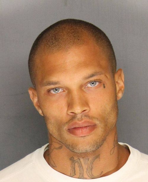 The mugshot that changed Jeremy Meeks' life around - and got him dubbed the 'hot felon'. Picture: Supplied