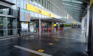 Photo taken on May 16, 2021 shows a deserted view of the Kolkata airport as West Bengal state begins a 15-day lockdown to curb the spread of COVID-19 in Kolkata, India. (Photo by Str/Xinhua via Getty Images)