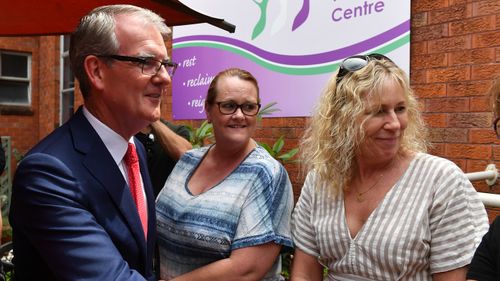 New South Wales Opposition Leader Michael Daley (left) during a visit to the Women's Health Centre in Penrith, Sydney.
