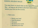 Mum&#x27;s school holiday rule list goes viral