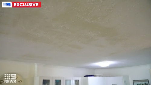 A discoloured ceiling was the first sign of the mould problem.