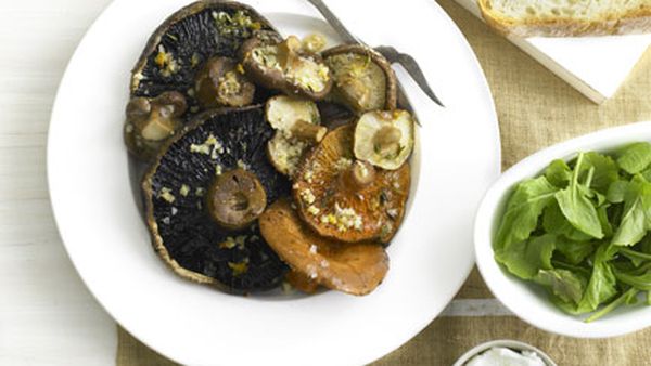 Roast mushrooms with goat’s curd