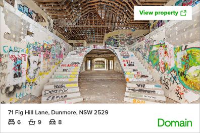 Mansion graffiti price cut derelict Domain listing 