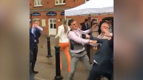 A violent mass brawl was filmed breaking out at the United Kingdom's Royal Ascot race event over the weekend. Picture: Supplied