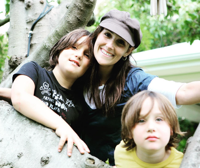 Lake with her sons Milo and Owen, whom she shares with ex-husband Rob Sussman.