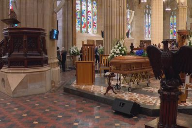 The altar of St Andrew's Cathedral ahead of the funeral of John Laws.