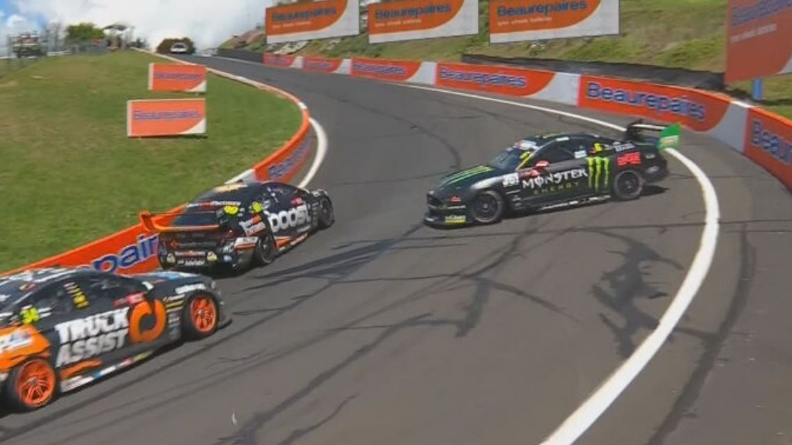 Brodie Kostecki tipped James Moffat into a spin at the cutting during the Bathurst 1000