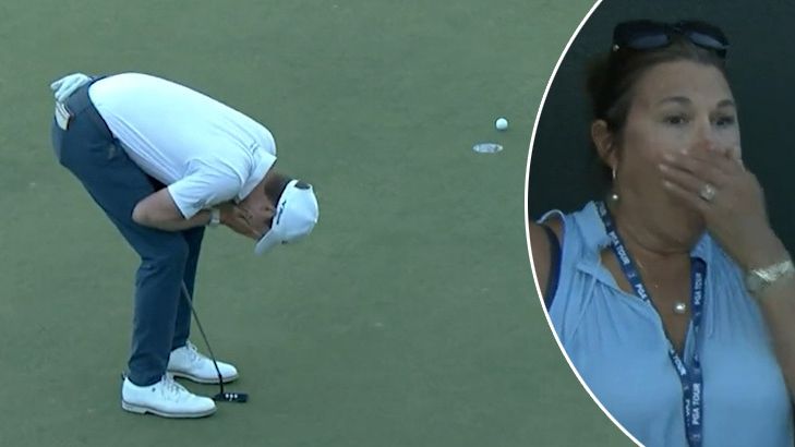 Ben Griffin and his mother Erica react to the putt that cost him a $2.32m winner&#x27;s cheque.