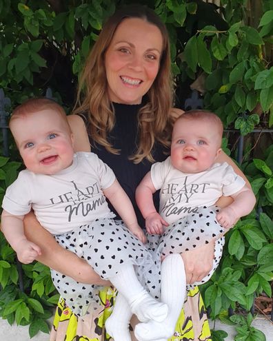 Mum Louise Brent with her miracle twins, Ella and Ruby.