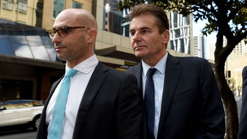 Timothy Steel (right) is seen leaving Downing Centre District Court during a break in Sydney on June 30, 2020 (Bianca De Marchi).