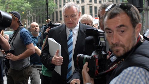 Former police association secretary Paul Mullet arrives at a hearing at the Office of Police Integrity in Melbourne, 2007. 