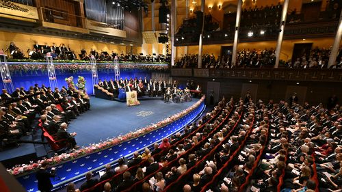 FILE - Guests attend the Nobel Prize ceremony in Stockholm, Dec. 10, 2024. (Jonas Ekstroemer/TT News Agency via AP, File)
