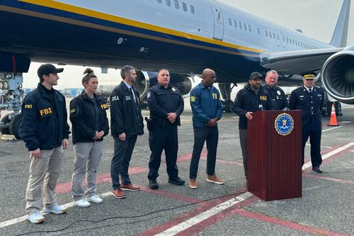 FBI Director Kash Patel speaks during a news conference about the arrest of former Canadian Olympian Ryan Wedding on multinational drug trafficking charges.
