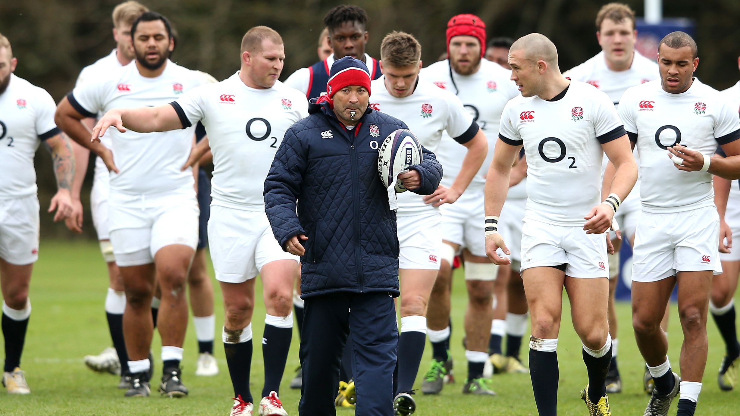Eddie Jones during an England training session at Pennyhill Park in 2016.