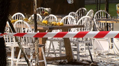 Furniture was destroyed by the fire.