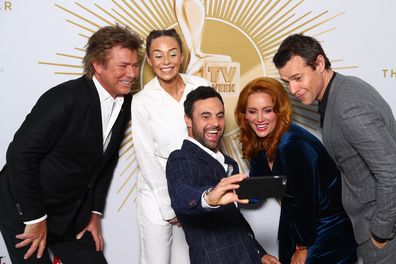 Richard Wilkins, Heidi, Cam, Jules and Rodger Corser pose during the 2019 TV WEEK Logie Awards Nominations Party