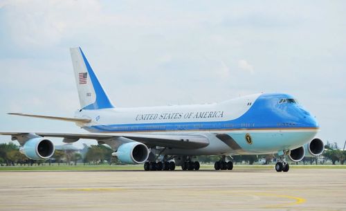 Mr Trump flies aboard Air Force One, which can undertake long-haul flights and even refuel in midair. 