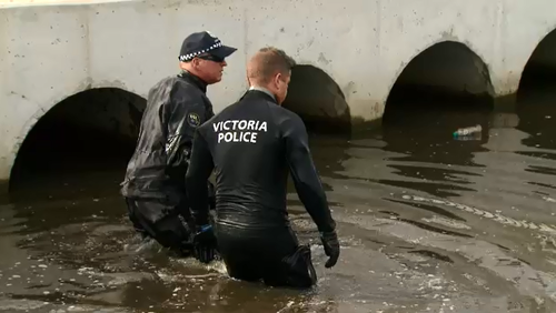 Homicide Squad detectives searching parklands on Black Forest Road today. Picture: 9NEWS