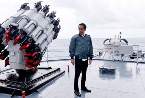 Indonesian President Joko Widodo onboard the Indonesian Navy ship KRI Imam Bonjol. Indonesia is aiming to modernise its naval forces.