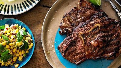 <strong>Cajun-spiced Y-bone with grilled corn and avocado salsa</strong>
