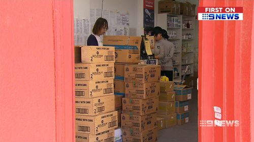 Piles of boxes of the popular A2 formula are being shipping to overseas buyers. (9NEWS)