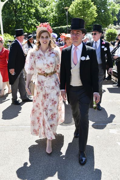 Princess Beatrice and Edoardo Mapelli Mozzin arrive at Royal Ascot 2022 at Ascot Racecourse on June 18, 2022 in Ascot, England.