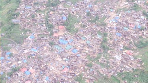Former Nepalese prime minister Baburam Bhattarai took this photo of the devastation in the Gorkha region during an aerial survey after the earthquake. (Facebook/Baburam Bhattarai)