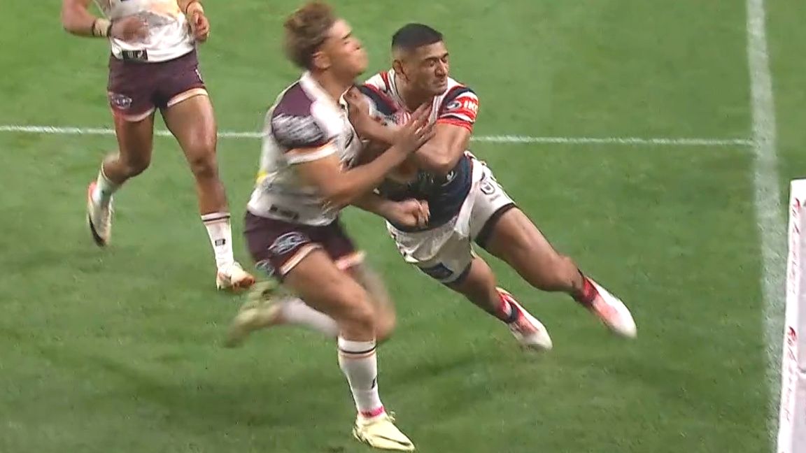 Reece Walsh was penalised for his shoulder charge on Daniel Tupou.