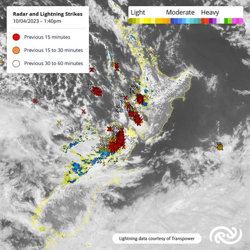 Three main lines of thunderstorms are moving east of NZ.