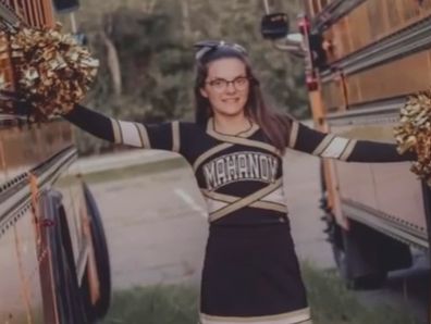 Brandi Levy in her cheerleading outfit.