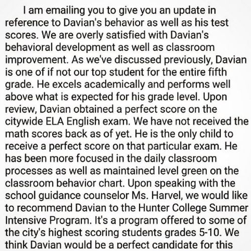 50 Cent later posted an update on Davian's scholastic achievements. (Instagram: 50cent)