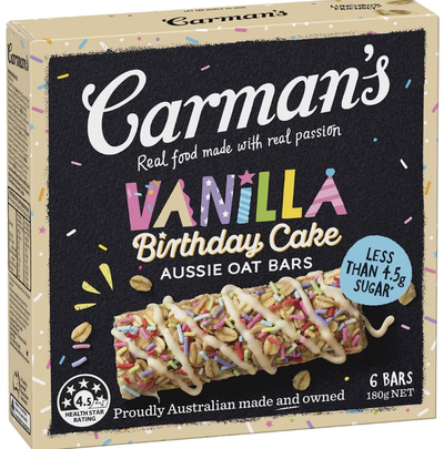 Carman's Aussie Oat Muesli Bars Vanilla Birthday Cake