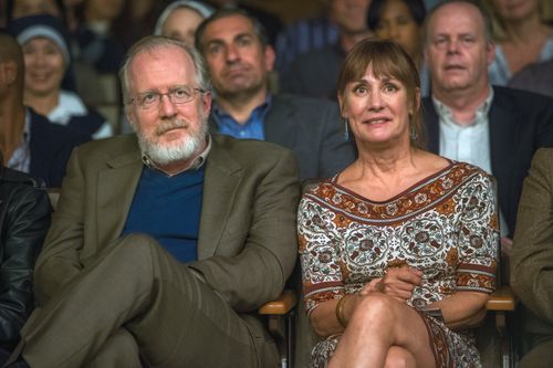 Tracy Letts, left, and Laurie Metcalf in a scene from Lady Bird. (AAP)