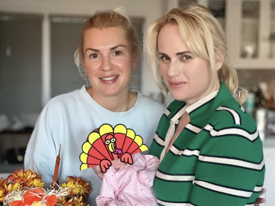 Rebel Wilson and girlfriend Ramona Agruma pose on Thanksgiving, 2022.