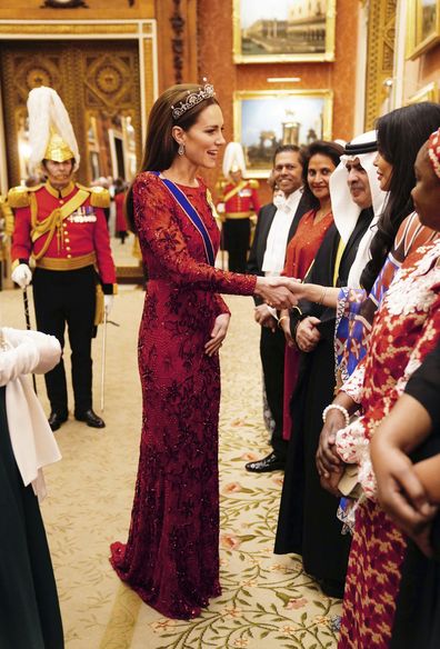 Britain's Kate, Princess of Wales during a Diplomatic Corps reception at Buckingham Palace in London, Tuesday, Dec. 6, 2022. 