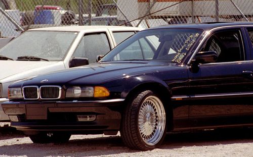 The BMW in which Tupac Shakur died with bullet holes on its wing. (Photo: AP).