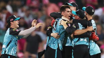 Brisbane Heat players celebrate victory during the BBL Final match between Sydney Sixers and Brisbane Heat at Sydney Cricket Ground, on January 24, 2024, in Sydney, Australia. (Photo by Matt King/Getty Images)