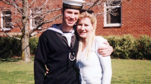 David Stafford Finney pictured with his mother Julie-Ann in 1998 when he was at recruit school.