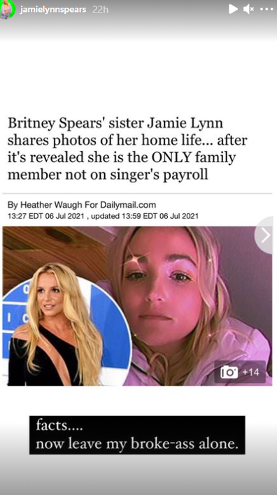 Jamie Lynn Spears sets record straight on Britney's payroll.