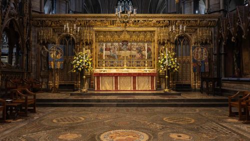 The spot where King Charles will be crowned inside Westminster Abbey.