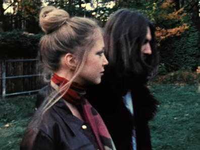 George Harrison and Pattie Boyd in the music video for Something.