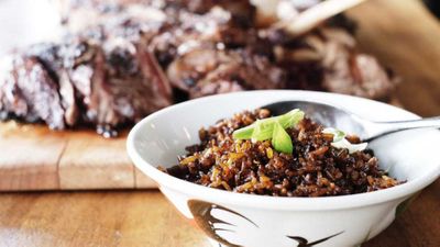 Recipe: <a href="http://kitchen.nine.com.au/2017/10/27/14/52/jeremy-cheok-black-angus-ribeye-with-heart-attack-fried-rice" target="_top">Jeremy Cheok's black Angus ribeye with 'heart attack' fried rice</a>