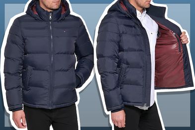 9PR: Tommy Hilfiger Men's Ultra Loft Insulated Midlength Quilted Puffer Jacket with Fixed Hood, Midnight
