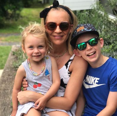 Carrie Bickmore with kids Oliver Lange and Evie Walker