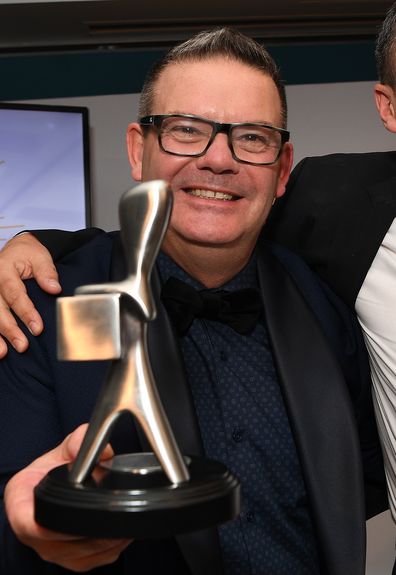 Gary Mehigan from MasterChef Australia poses with the Logie for the Most outstanding reality program.